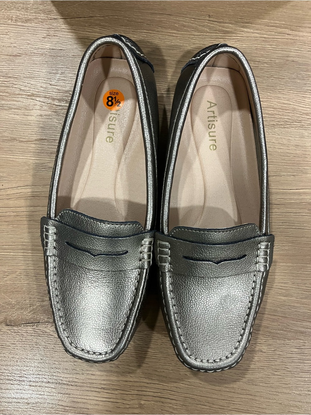 artis Metallic Gray Women's Penny Loafers